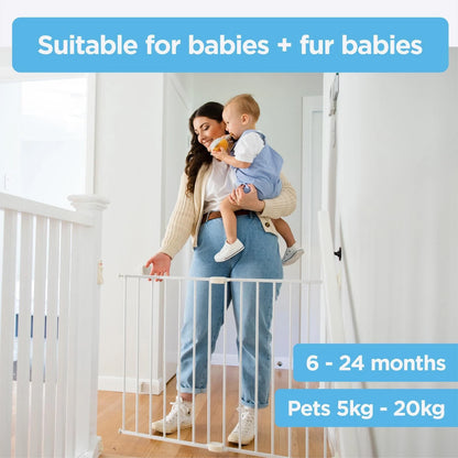 Perma Child Safety Superior Swing Gate, Adjustable 62-102cm, Hardware-Mounted, No Trip Hazard