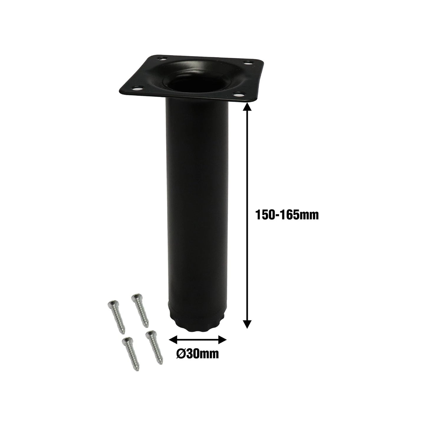 Adoored Black Steel Round Table Leg 30x150mm - Durable, Easy Install, Modern Design