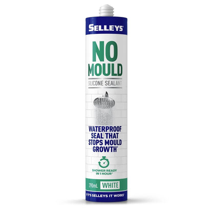 Selleys No Mould Resistant Silicone Sealant White 290ml - Waterproof, Quick Cure, Indoor Use