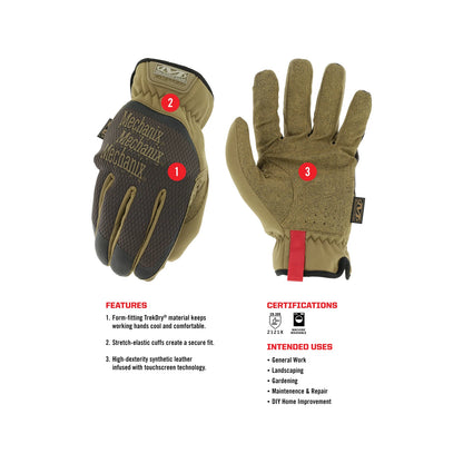 Mechanix Wear Large FastFit Glove - Touchscreen, TrekDry, Synthetic Leather