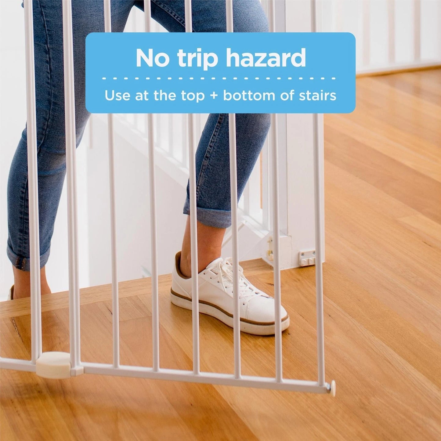 Perma Child Safety White Extra Tall & Wide Swing Gate, Adjustable 82-142cm, No Trip Hazard