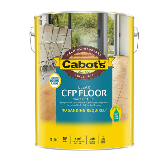 Cabot's 10L Satin Water-Based CFP Floor Finish, Durable, Fast-Drying, Matte Sheen