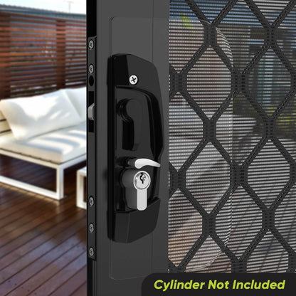 Rolltrak Black Non-Keyed Sliding Screen Door Lock with Internal Snib & Metal Body