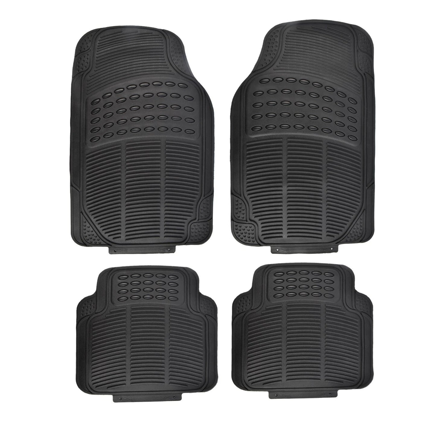 All Set Black Heavy-Duty PVC Car Floor Mats - 4 Piece, Universal Fit, Anti-Slip, Durable Protection