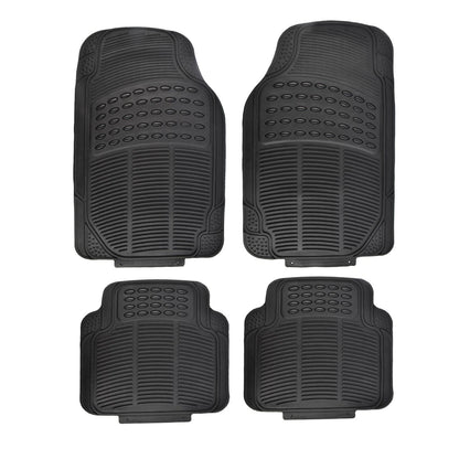All Set Black Heavy-Duty PVC Car Floor Mats - 4 Piece, Universal Fit, Anti-Slip, Durable Protection