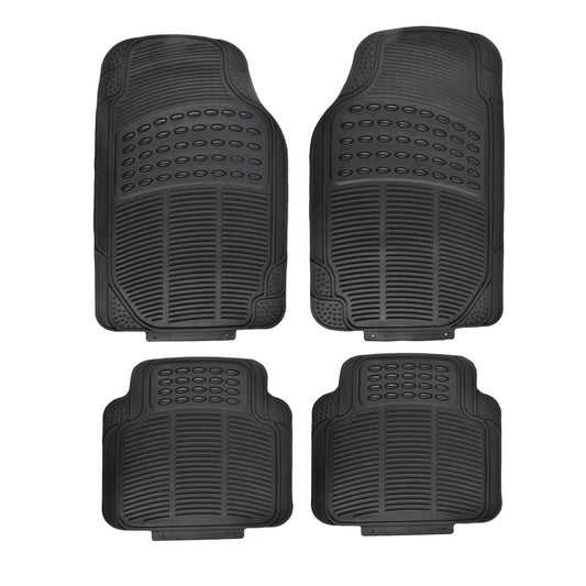All Set Black Heavy-Duty PVC Car Floor Mats - 4 Piece, Universal Fit, Anti-Slip, Durable Protection