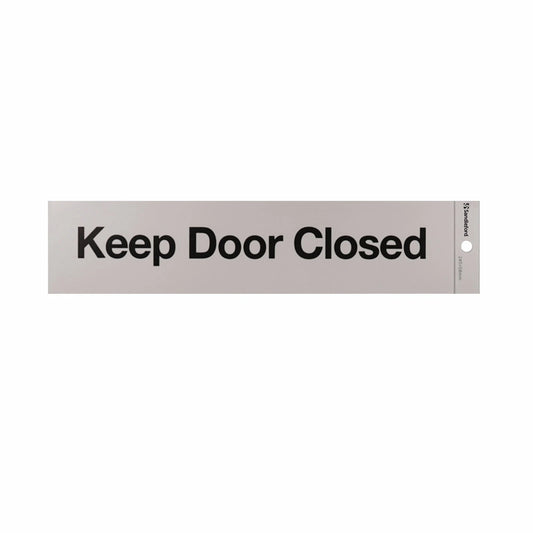Sandleford Keep Door Closed Self Adhesive Sign, 245x58mm, Silver, Weather Resistant