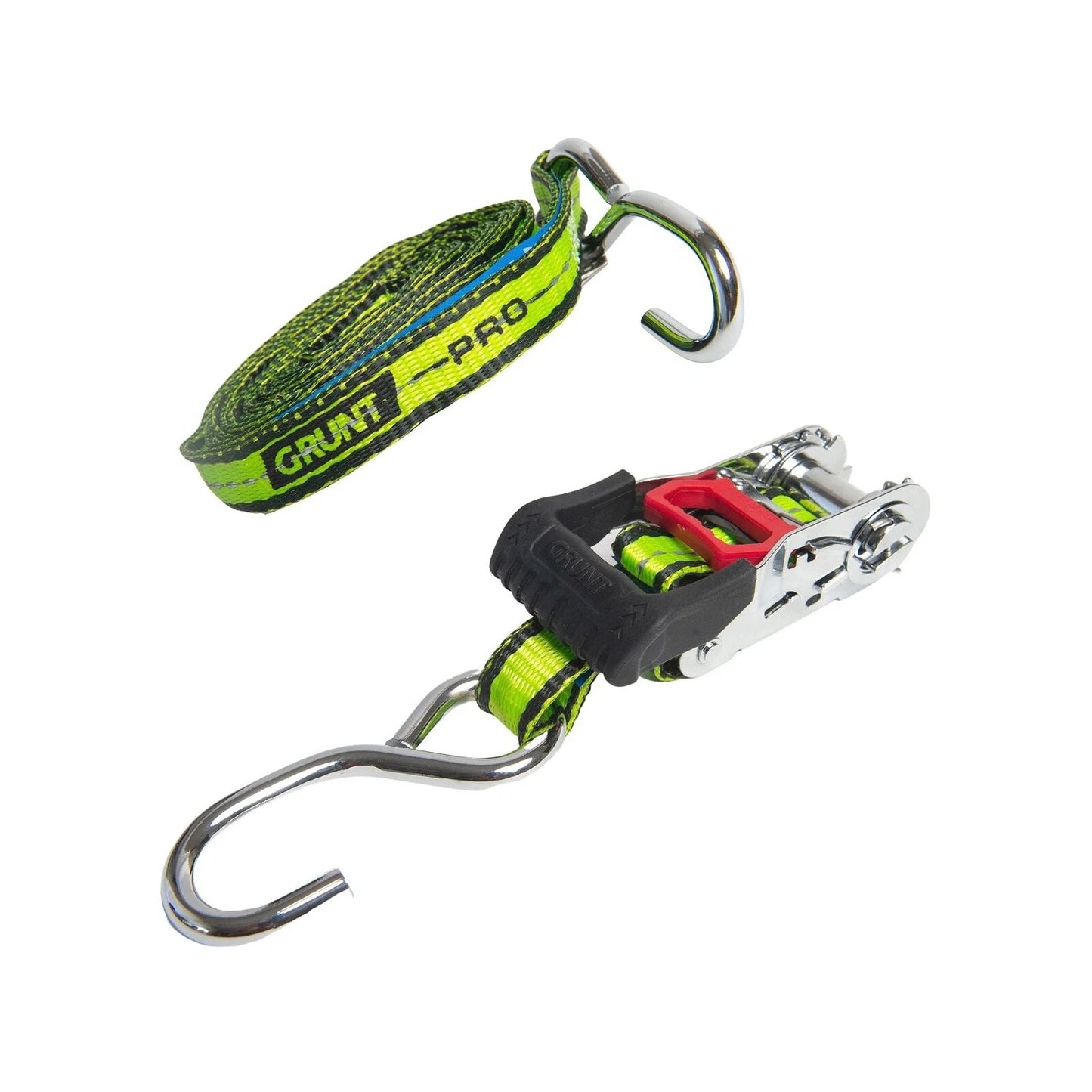Grunt Pro 25mm x 4m Reflecta Webbing Ratchet Tie Down - 2 Pack, Chrome Finish