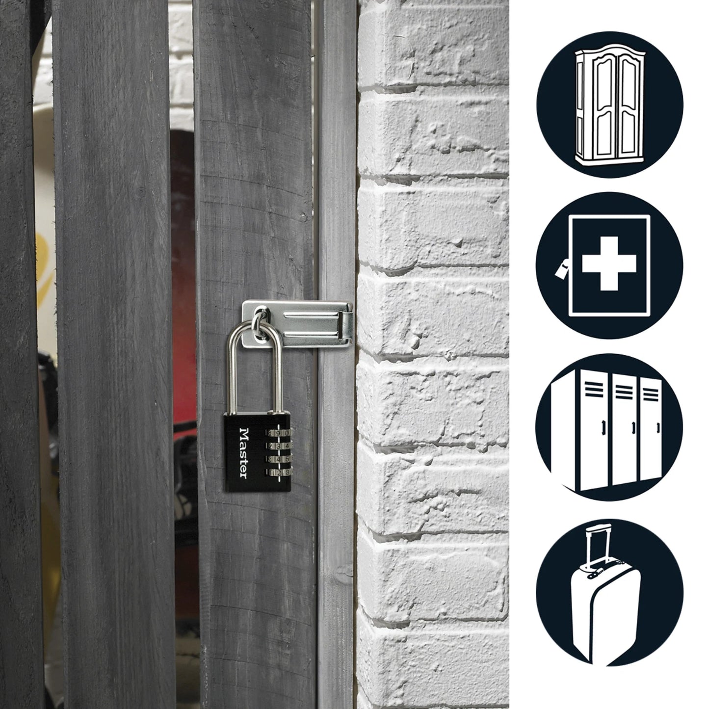 Master Lock 51mm Shackle Combination Padlock, 4-Digit, Solid Aluminium, Chrome-Plated Steel