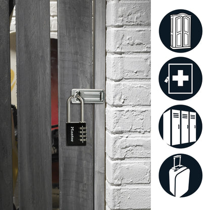 Master Lock 51mm Shackle Combination Padlock, 4-Digit, Solid Aluminium, Chrome-Plated Steel