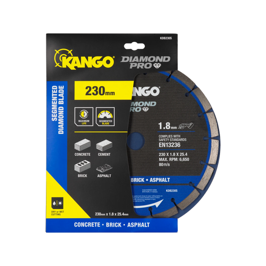 Kango 230mm Segmented Diamond Blade for Concrete, Brick, Asphalt - Wet/Dry Cutting