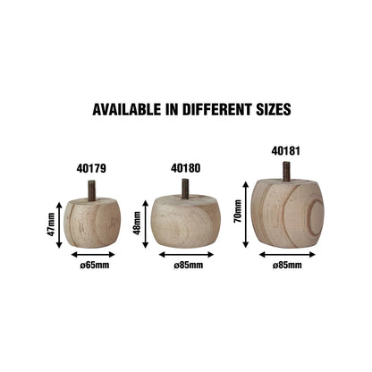 Adoored 48mm Pine Ball Furniture Leg, Universal Fit, Natural Timber Finish