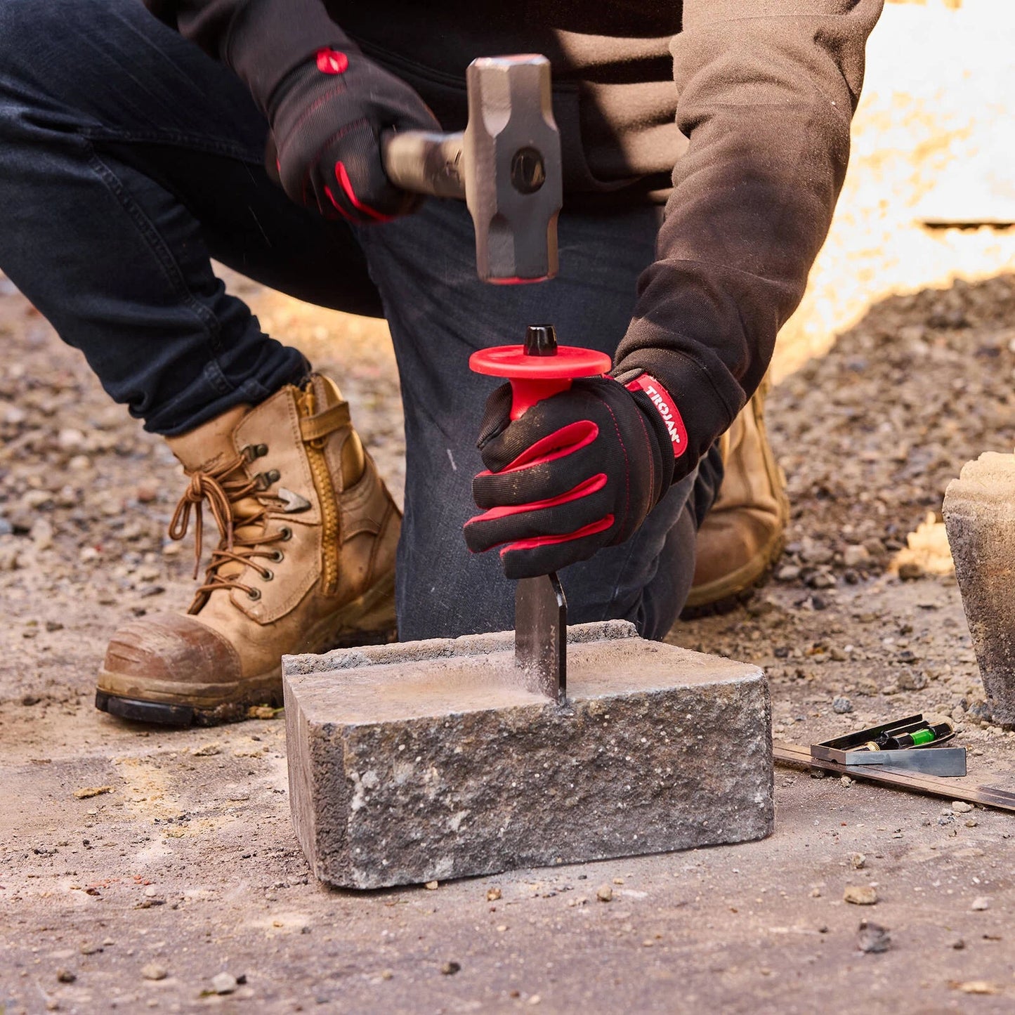 Trojan 115mm Brick Bolster - Drop Forged Steel Blade, Soft Grip, Lifetime Warranty