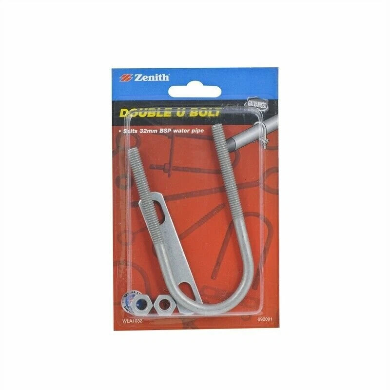Zenith 32mm Galvanised Double U Bolt for Outdoor Use - Corrosion Resistant Fastener