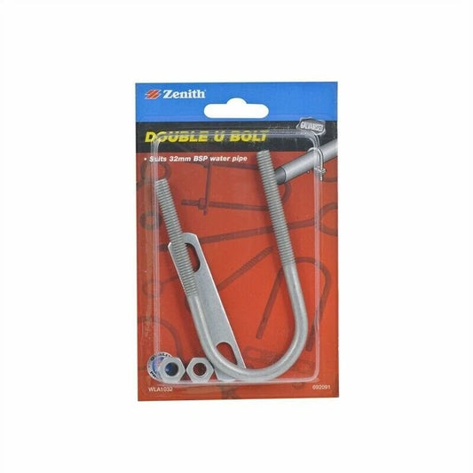 Zenith 32mm Galvanised Double U Bolt for Outdoor Use - Corrosion Resistant Fastener