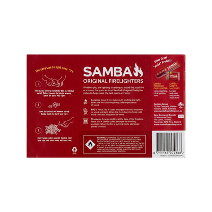Samba Original Firelighters 36 Pack - Easy Light, Quick Ignition, Long Burn Time
