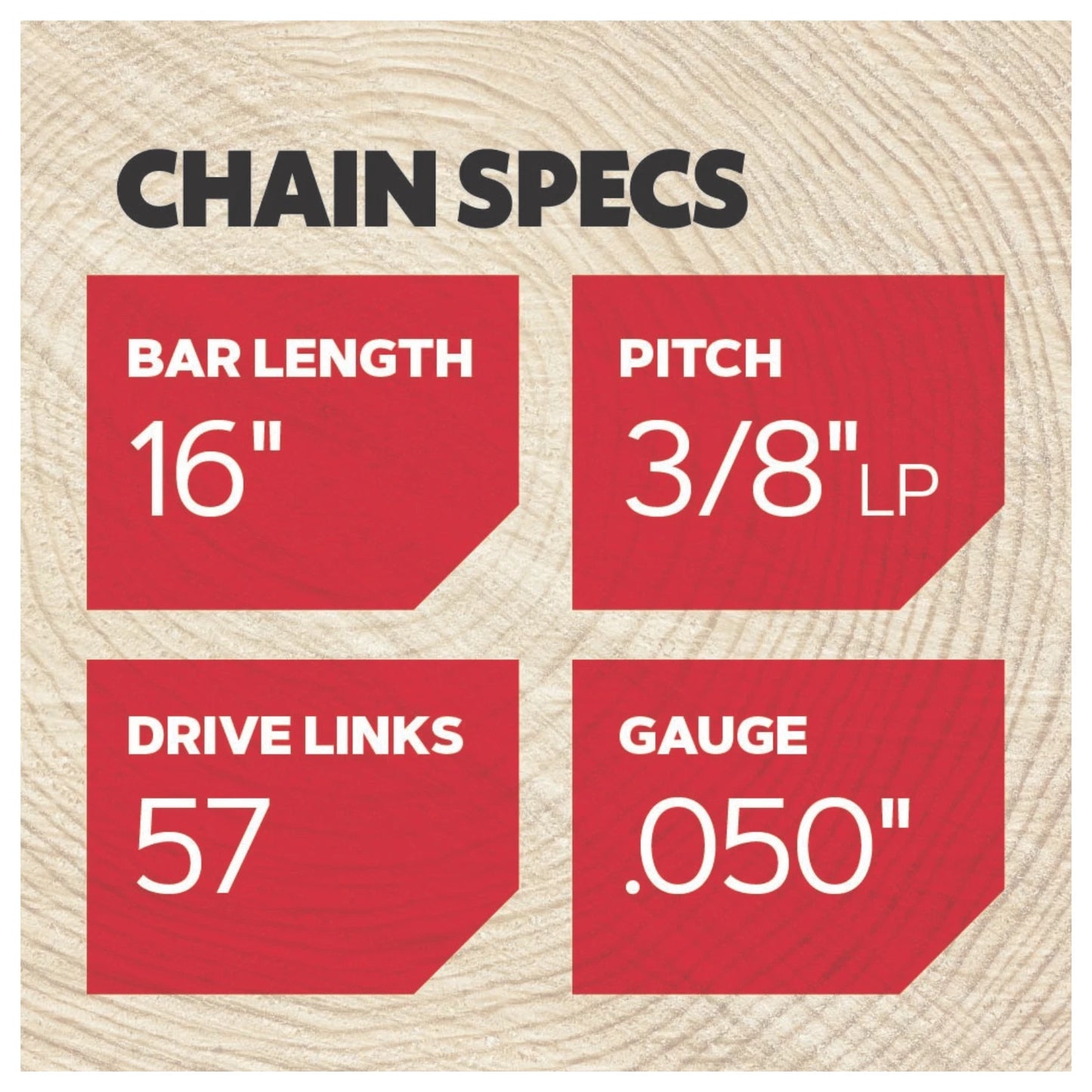 Oregon T57 16" Pro Chainsaw Chain, 3/8" LP, .050" Gauge, 57DL, Lubri-Tec System