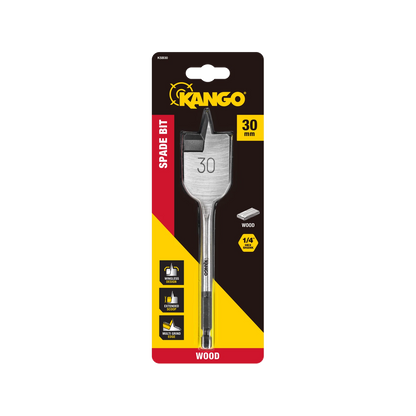 Kango 30mm Spade Bit, Wingless Design, ¼” Hex Shank, Multi Grind Edge