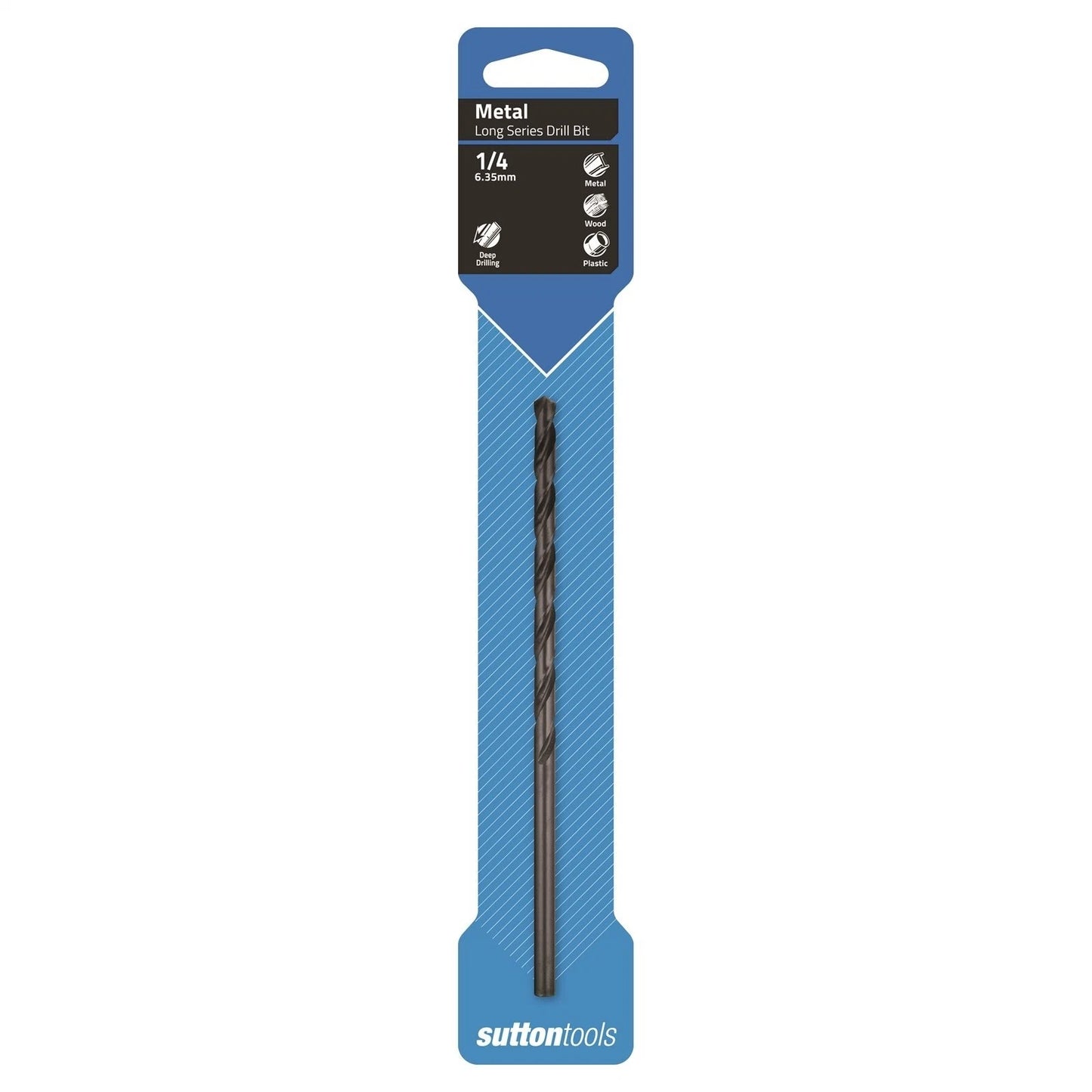 Sutton Tools 1/4" Long Series Jobber Drill Bit, M2 HSS, 118° Point, Blue Finish