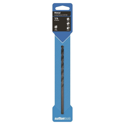Sutton Tools 1/4" Long Series Jobber Drill Bit, M2 HSS, 118° Point, Blue Finish