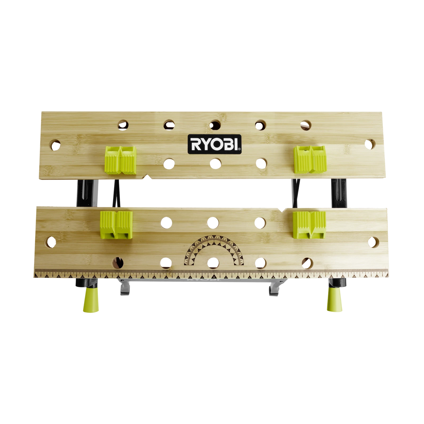 Ryobi Foldable Workbench with Adjustable Angles, Bamboo Surface, Portable Design