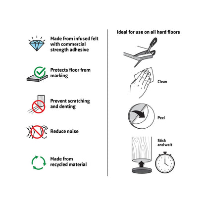 Surface Gard Beige Adhesive Felt Pad 300x240mm - Noise Reduction & Surface Protection