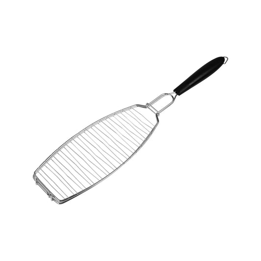 Fish Griller Stainless Steel Basket with Heat-Resistant Handle, Easy Flip, 605mm Depth