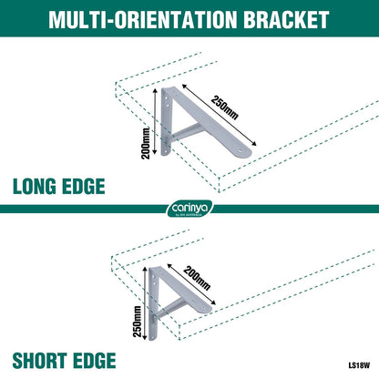 Carinya White Light Stayed Bracket 250x200mm, Powder Coated Steel, Indoor/Outdoor Use