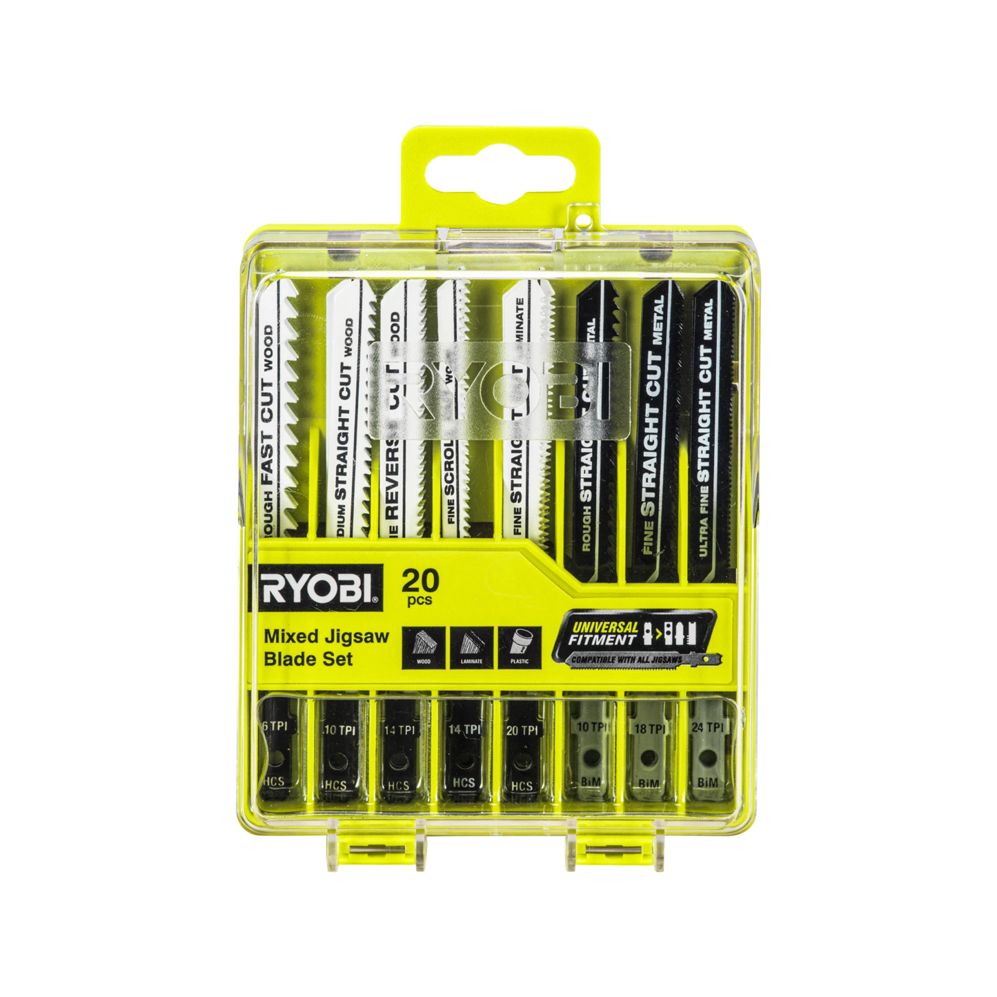 Ryobi 20 Piece Wood & Metal Jigsaw Blade Set, Universal Fit, Bi-Metal & Laminate Blades