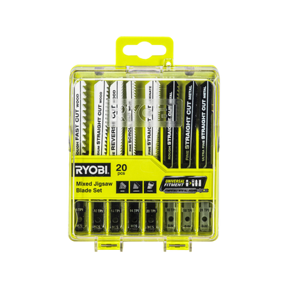 Ryobi 20 Piece Wood & Metal Jigsaw Blade Set, Universal Fit, Bi-Metal & Laminate Blades