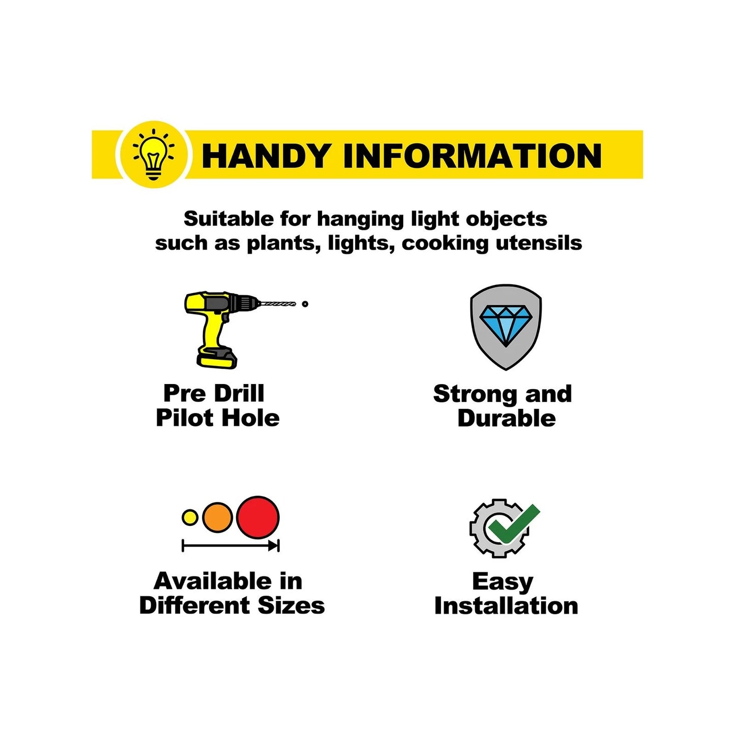 Everhang 25mm White PVC Coated Square Hooks - 5 Pack, Secure Wall Mount, 13kg Capacity