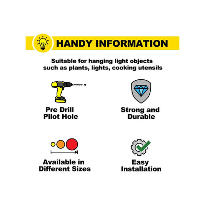 Everhang 25mm White PVC Coated Square Hooks - 5 Pack, Secure Wall Mount, 13kg Capacity