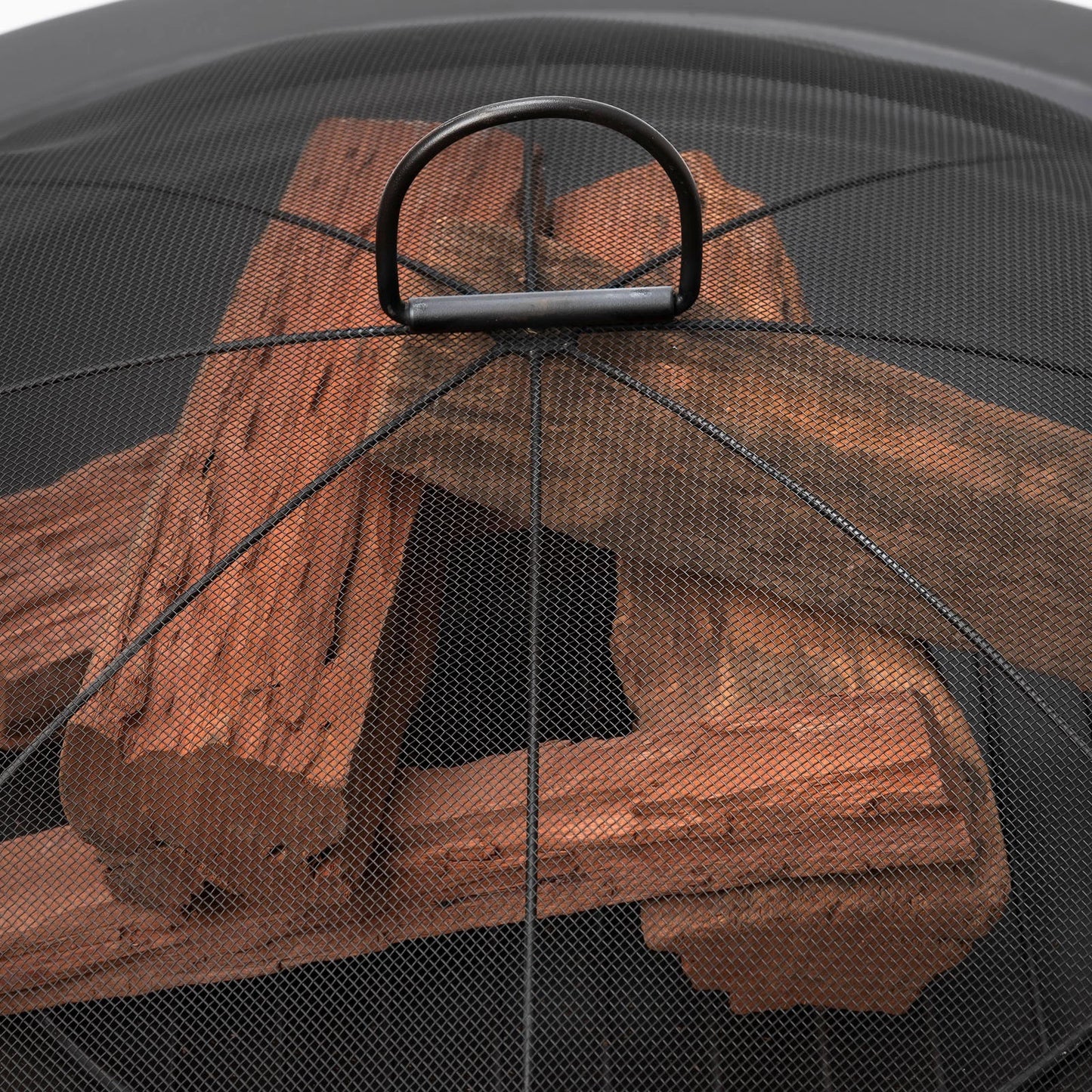 Jumbuck Round Steel Fire Pit, 76cm, Portable, Black, Outdoor Use, 360° Fire View