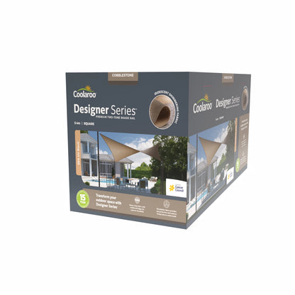 Coolaroo Square Shade Sail 5.4x5.4m Cobblestone, UV Protection, Cancer Council Endorsed