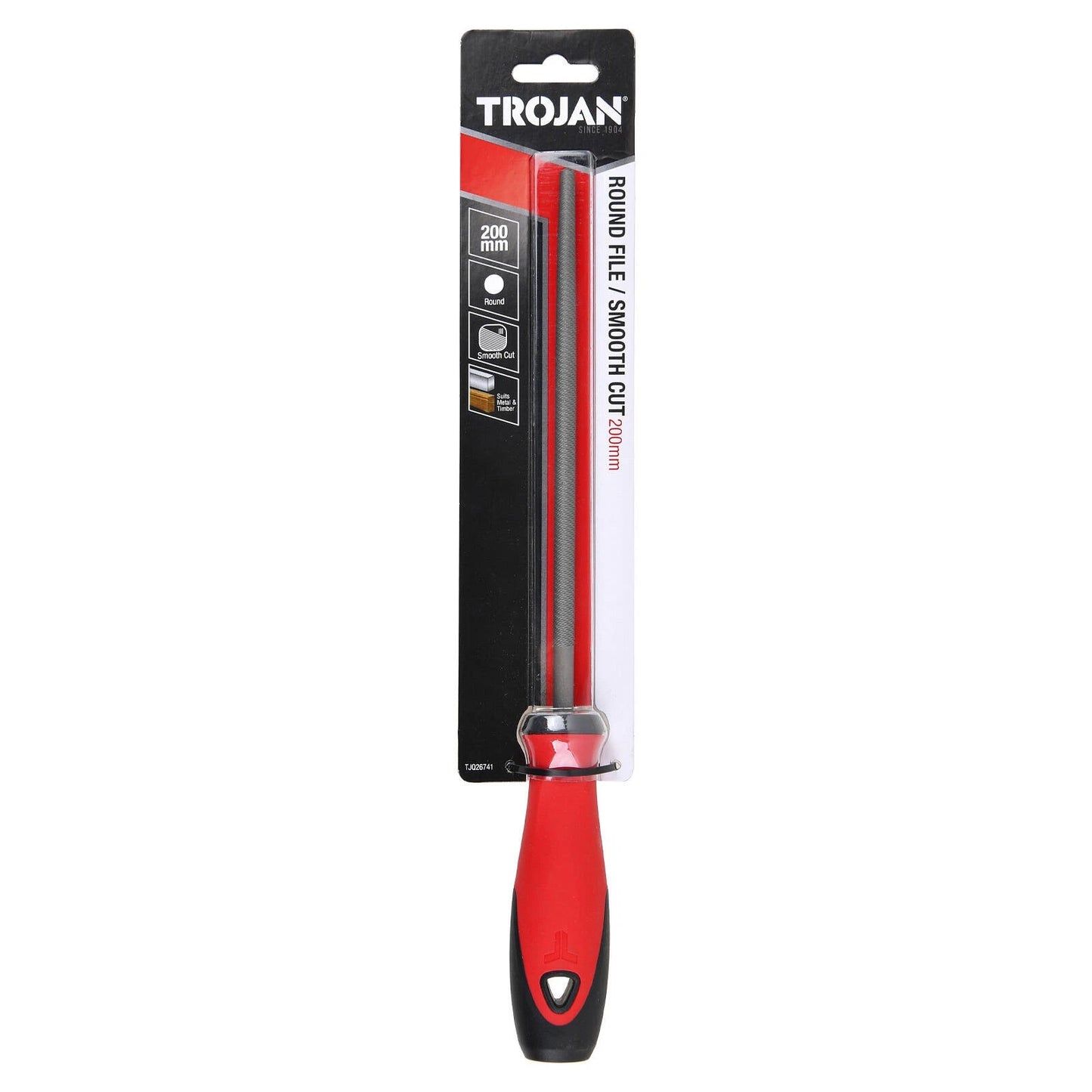 Trojan 200mm Single Cut Round File - Ergonomic Design for Precise Shaping & Smoothing