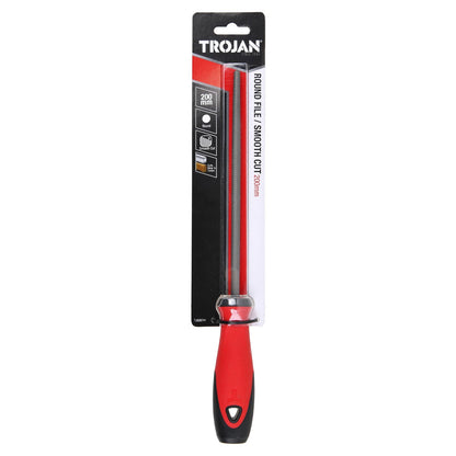 Trojan 200mm Single Cut Round File - Ergonomic Design for Precise Shaping & Smoothing