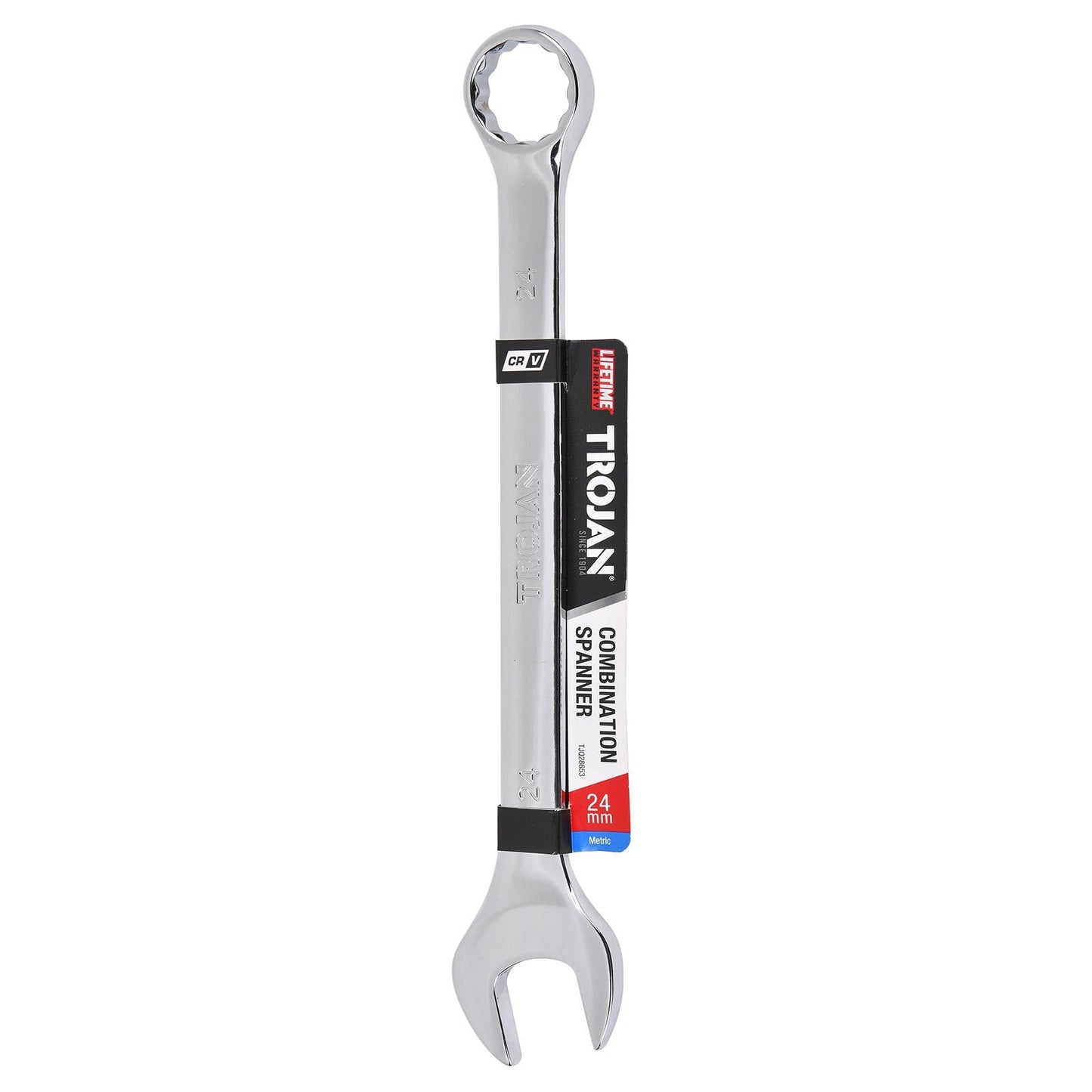 Trojan 24mm Combination Spanner, Chrome Vanadium, 12 Point Ring, Lifetime Warranty