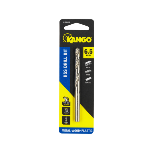 Kango 6.5mm HSS Drill Bit - Precision, Durability, Four-Cut Design, 135° Split Point