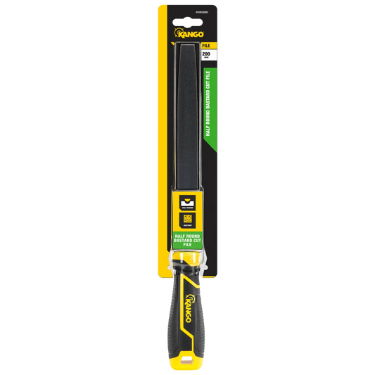 Kango 200mm Half Round Bastard Cut File, Tempered Carbon Steel, Ergonomic Grip, Rust Resistant