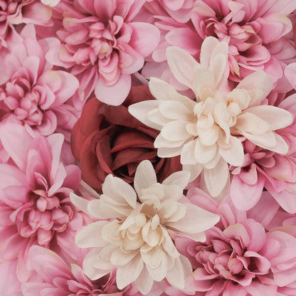 UN-REAL Dahlia & Rose Flower Hedge Tile 50x50cm, Realistic, Maintenance-Free Decor