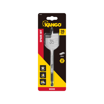 Kango 35mm Spade Bit - Wingless Design, ¼” Hex Shank, Fast Timber Drilling