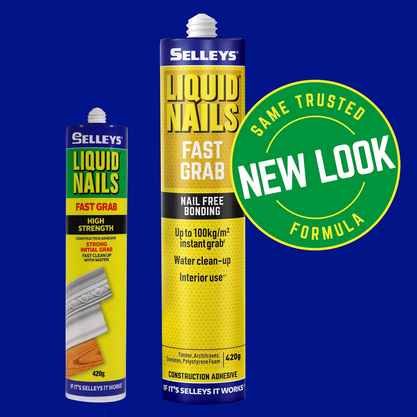 Selleys Liquid Nails Fast Grab Adhesive 420g - Strong, Quick Bond, Indoor Use