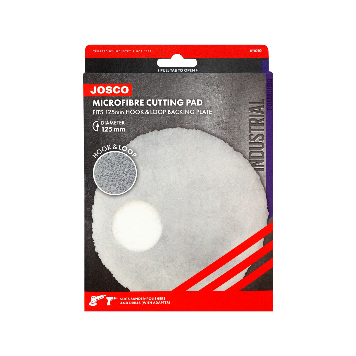 Josco 125mm Microfibre Cutting Pad, Hook & Loop, Coarse Polishing, Universal Fit