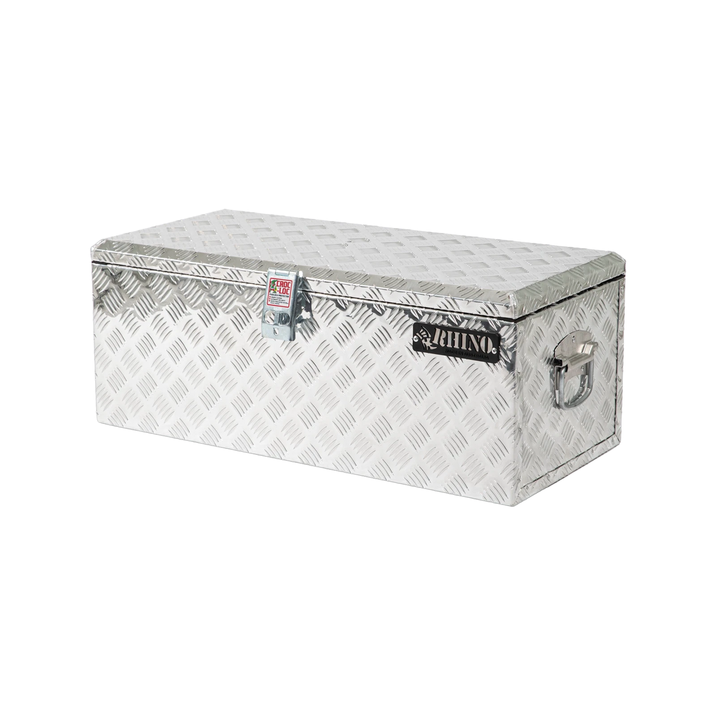 Rhino Aluminium Checkerplate Tool Box 780x355x305mm with Gas Struts & Croc-Loc Locking