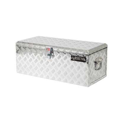 Rhino Aluminium Checkerplate Tool Box 780x355x305mm with Gas Struts & Croc-Loc Locking
