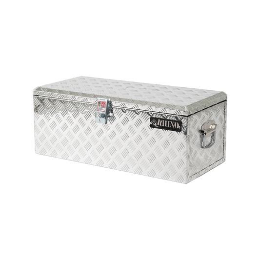 Rhino Aluminium Checkerplate Tool Box 780x355x305mm with Gas Struts & Croc-Loc Locking