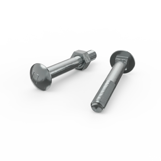 ZENITH M10 x 75mm Zinc Plated Cup Head Bolt & Nut, Low Profile, Square Neck