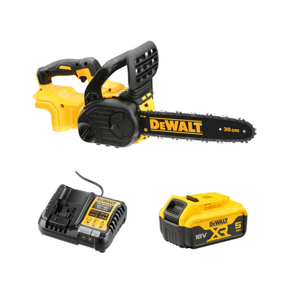 DeWALT 18V XR Brushless Chainsaw Kit 5.0Ah, 30cm Bar, Tool-Free Tensioning, Cordless