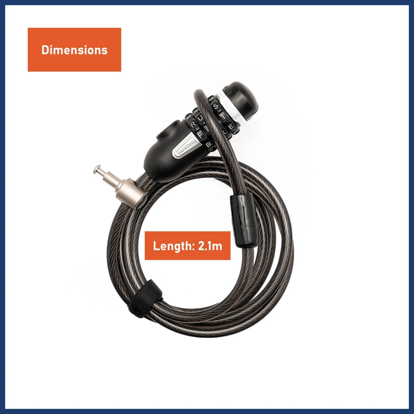 Wordcode Xtenda Resettable 10mm x 2.1m Bikelock, Weather Resistant, Steel Cable