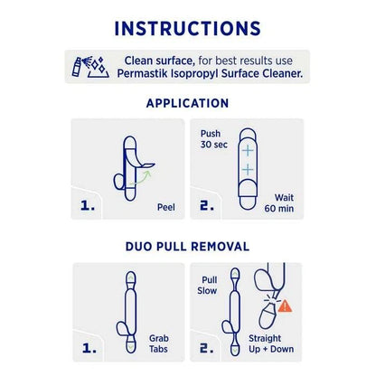 Permastik Medium Steel Metal Hooks - Stainless Steel, No Drilling, Holds Up to 1kg, 3 Pack